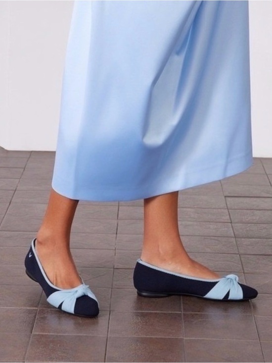 Vivaia Shoes - Vivaia Bibi Navy and Light Blue Bow Ballet Flats. 8 (EU 39). New with tags.